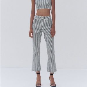 zara striped crop flare jeans